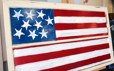 Painted American Flag Window